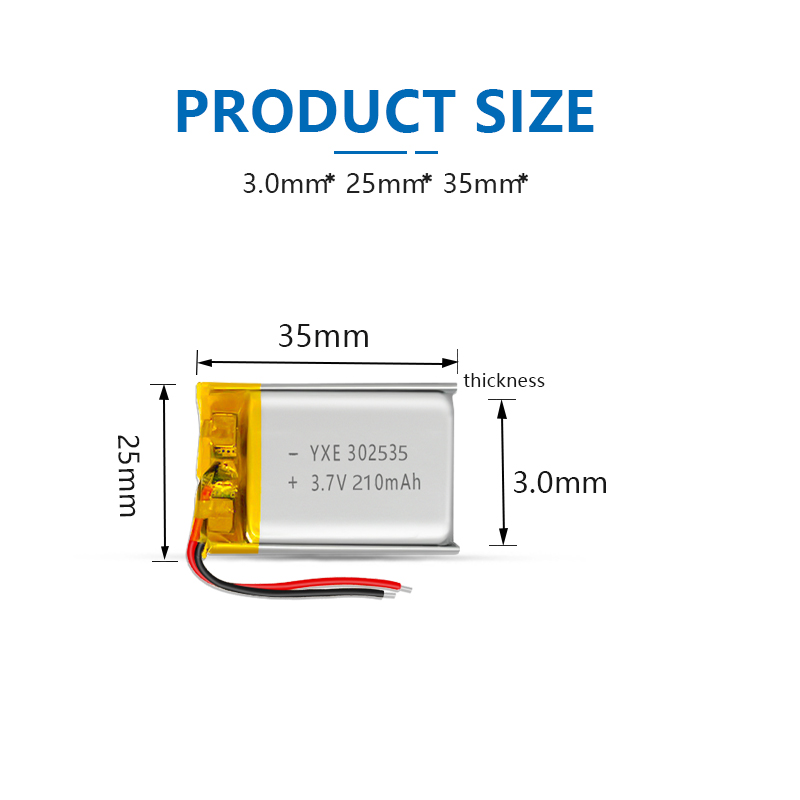 3.7 V Li-ion Battery 302535-210mah